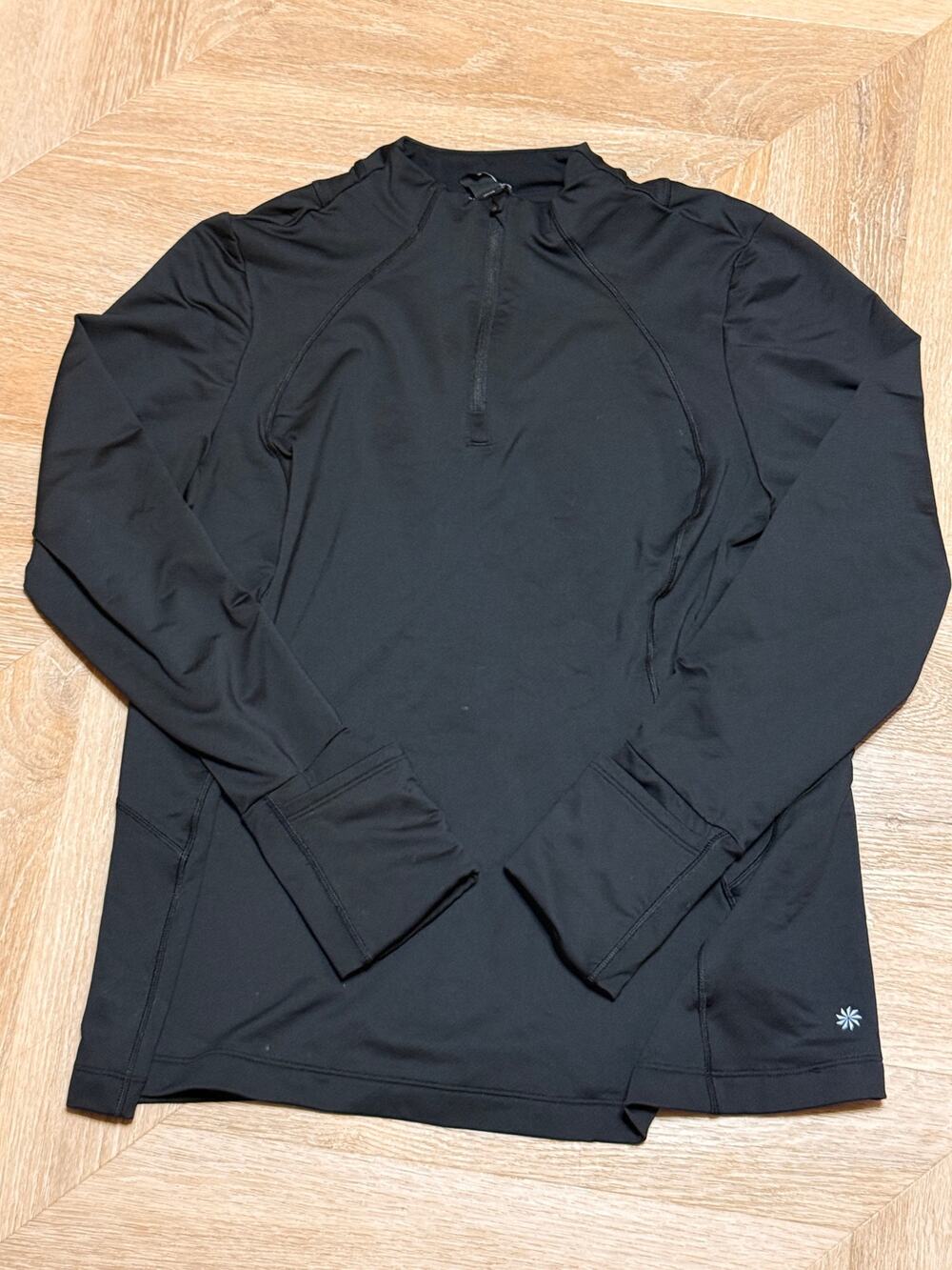 Athleta Black quarter Zipper Pullover Top